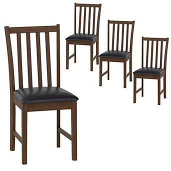 Costway Modern Dining Chairs Set with Rubber Wood Frame, Slat Tilt Backrest, Back