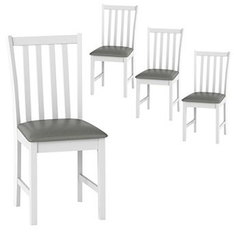 Costway Modern Dining Chairs Set with Rubber Wood Frame, Slat Tilt Backrest, Back