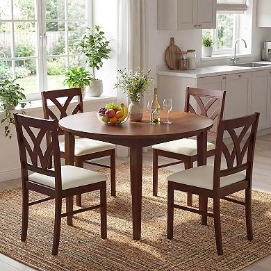 Costway Wooden Dining Chairs Set with Rubber Wood Frame Hollowed Backrest for Kitchen