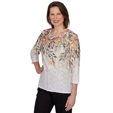 Women's Alfred Dunner Autumn Leaves Braided Neck Top