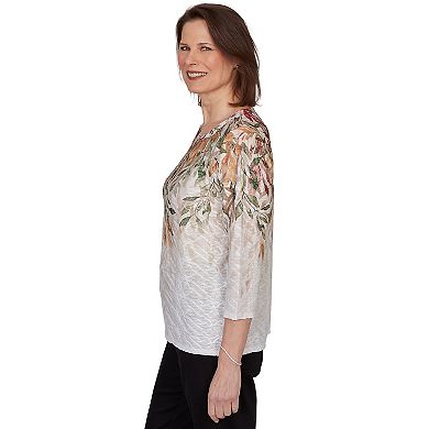 Women's Alfred Dunner Autumn Leaves Braided Neck Top