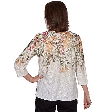 Women's Alfred Dunner Autumn Leaves Braided Neck Top