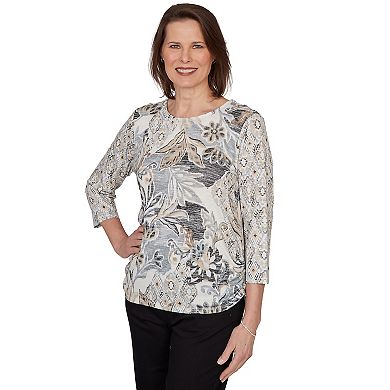 Women's Alfred Dunner Geo Leaf Patchwork Knit Top