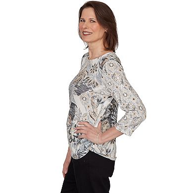 Women's Alfred Dunner Geo Leaf Patchwork Knit Top