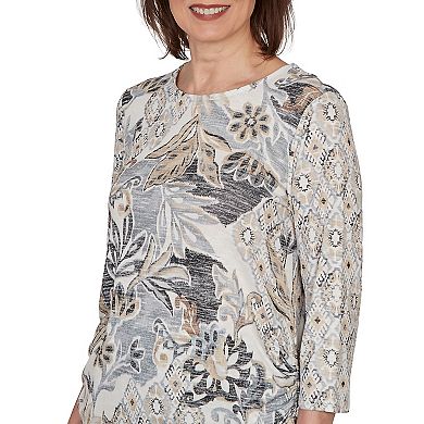 Women's Alfred Dunner Geo Leaf Patchwork Knit Top