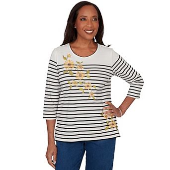 Women's Alfred Dunner Sunflower Stripe Knit Top