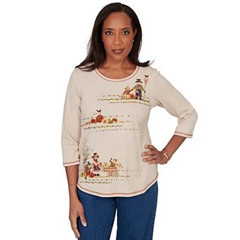 Women's Alfred Dunner Scarecrow Family Embroidered Top