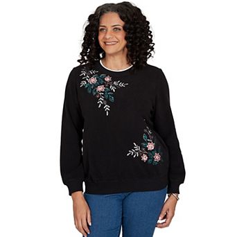 Women's Alfred Dunner Floral Embroidered Sweatshirt
