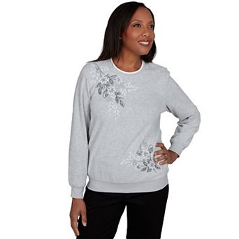 Women's Alfred Dunner Floral Embroidered Sweatshirt