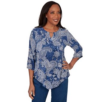 Women's Alfred Dunner Paisley Puff Printed Top