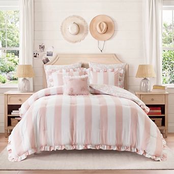 Intelligent Design Verbena Reversible Cabana Stripe Floral Comforter Set