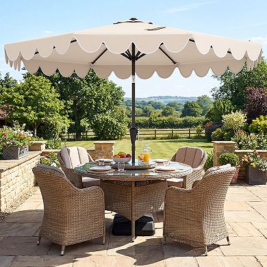 Costway 10 FT Patio Umbrella with Weighted Base Sandbags Push Button Tilt & Crank