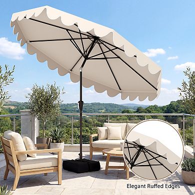 Costway 10 FT Patio Umbrella with Weighted Base Sandbags Push Button Tilt & Crank