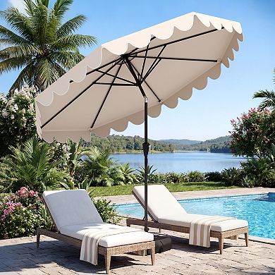 Costway 10 FT Patio Umbrella with Weighted Base Sandbags Push Button Tilt & Crank