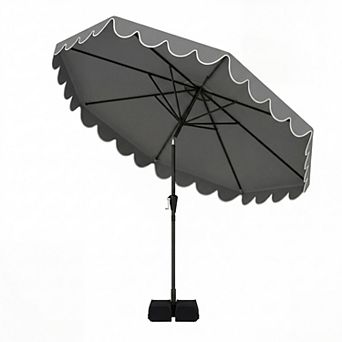 Costway 10 FT Patio Umbrella with Weighted Base Sandbags Push Button Tilt & Crank