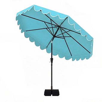 Costway 10 FT Patio Umbrella with Weighted Base Sandbags Push Button Tilt & Crank