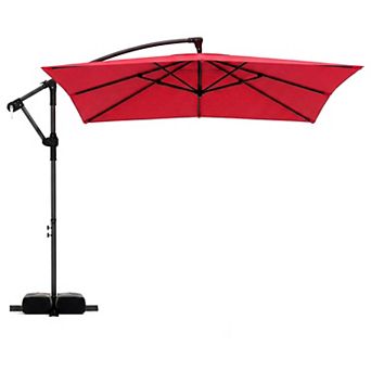 Costway 8 x 8 FT Offset Cantilever Patio Umbrella Square Hanging Outdoor Market Umbrella