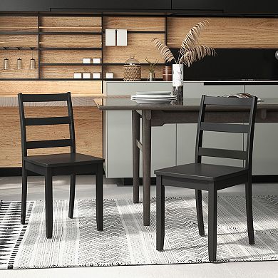Costway Dining Chairs Ladder Back Armless Side Chair with Solid Rubber Wood Legs