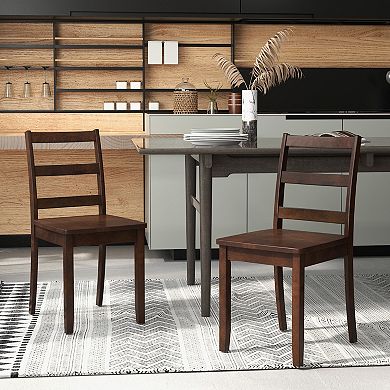 Costway Dining Chairs Ladder Back Armless Side Chair with Solid Rubber Wood Legs