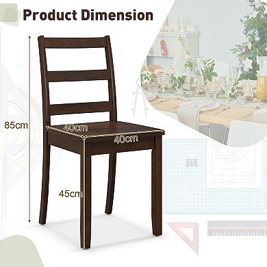 Costway Dining Chairs Ladder Back Armless Side Chair with Solid Rubber Wood Legs