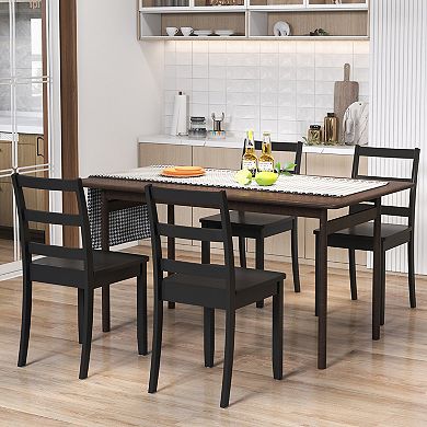Costway Dining Chairs Ladder Back Armless Side Chair with Solid Rubber Wood Legs