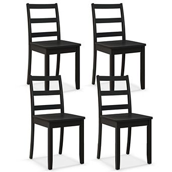 Costway Dining Chairs Ladder Back Armless Side Chair with Solid Rubber Wood Legs
