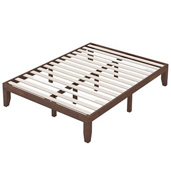 Costway Queen Size 14 in Wooden Bed Frame Mattress Platform Wood Slats Support