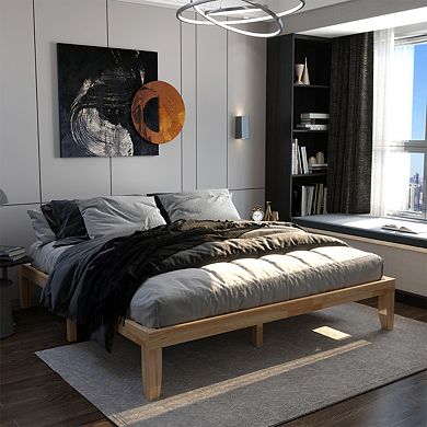 Costway King Size 14'' Wooden Bed Frame Mattress Platform Wood Slats Support
