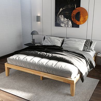 Costway King Size 14'' Wooden Bed Frame Mattress Platform Wood Slats Support