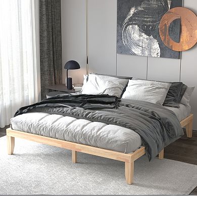 Costway King Size 14'' Wooden Bed Frame Mattress Platform Wood Slats Support