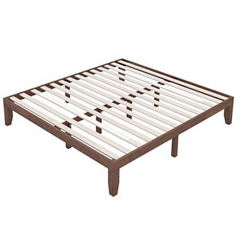 Costway King Size 14'' Wooden Bed Frame Mattress Platform Wood Slats Support