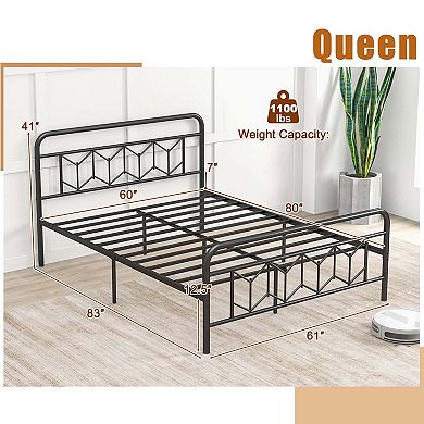 Costway Bed Frame Mattress Foundation with Headboard 12.5" Under-bed Storage