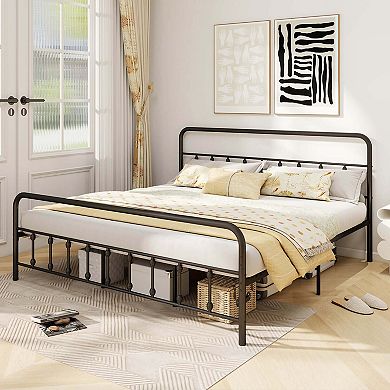 Costway Bed Frame with Headboard Under Bed Storage No Box Spring Needed
