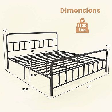 Costway Bed Frame with Headboard Under Bed Storage No Box Spring Needed