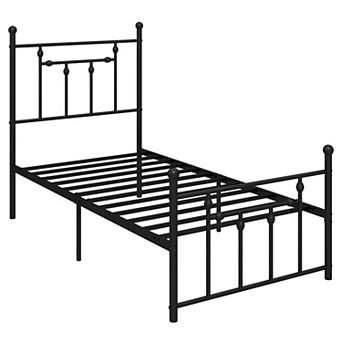 Costway Metal Bed Frame with Headboard Under-bed Storage Mattress Foundation