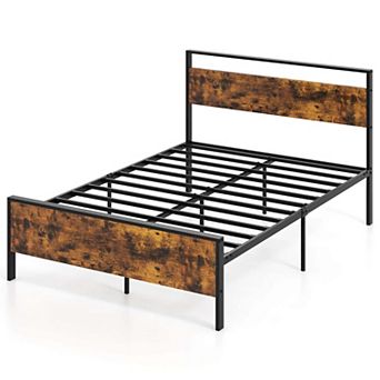 Costway Bed Frame with Wooden Headboard and Footboard Under-Bed Storage