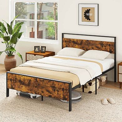 Costway Bed Frame with Wooden Headboard and Footboard Under-Bed Storage