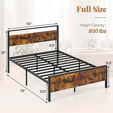 Costway Bed Frame with Wooden Headboard and Footboard Under-Bed Storage