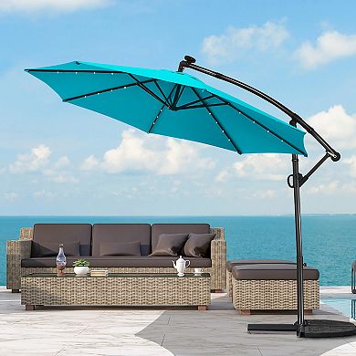 Costway 10FT Patio Offset Umbrella 32 Solar LED Light 360degrees Rotation