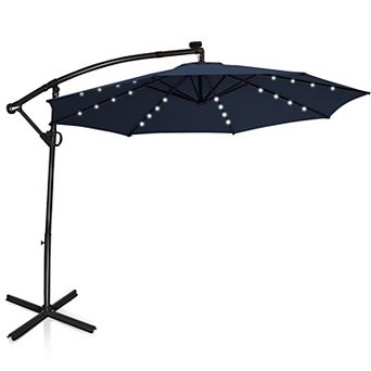 Costway 10FT Patio Offset Umbrella 32 Solar LED Light 360degrees Rotation