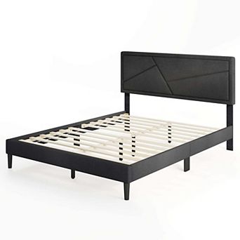 Costway Bed Frame with High Headboard & Wooden Slats No Box Spring Needed