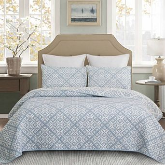 C&F Home Blue Leaves Coverlet Set with Shams