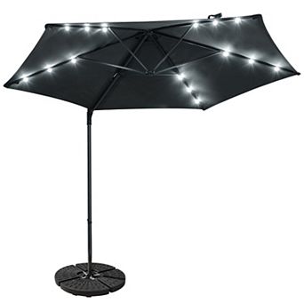 Costway 10 FT Patio Cantilever Umbrella Large Offset Hanging Umbrella with Solar LED Lights