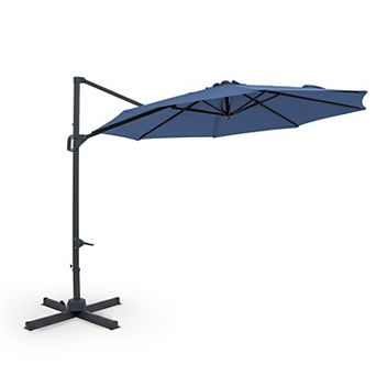 Costway 10 FT Patio Cantilever Umbrella with 360° Rotation, Easy Tilt Adjustment, 8 Ribs