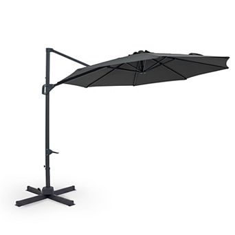 Costway 10 FT Patio Cantilever Umbrella with 360° Rotation, Easy Tilt Adjustment, 8 Ribs
