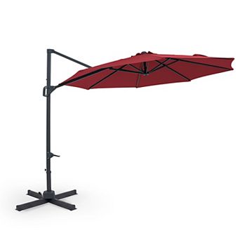 Costway 10 FT Patio Cantilever Umbrella with 360° Rotation, Easy Tilt Adjustment, 8 Ribs