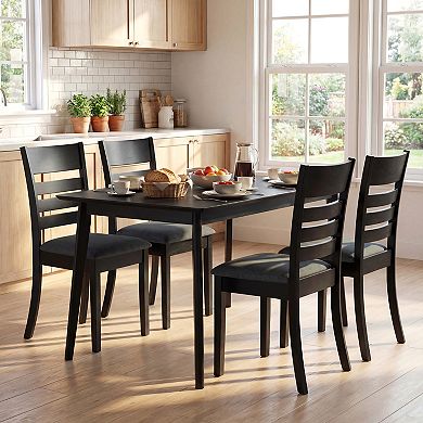 Costway Wooden Dining Chairs Set with Rubber Wood Frame, Curved Slatted Backrest