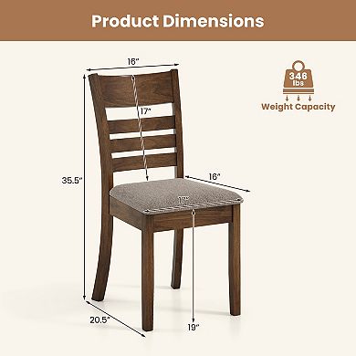 Costway Wooden Dining Chairs Set with Rubber Wood Frame, Curved Slatted Backrest
