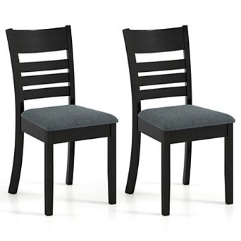 Costway Wooden Dining Chairs Set with Rubber Wood Frame, Curved Slatted Backrest
