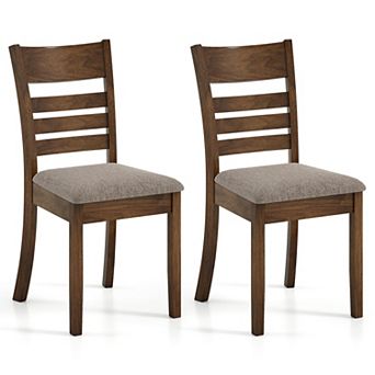 Costway Wooden Dining Chairs Set with Rubber Wood Frame, Curved Slatted Backrest